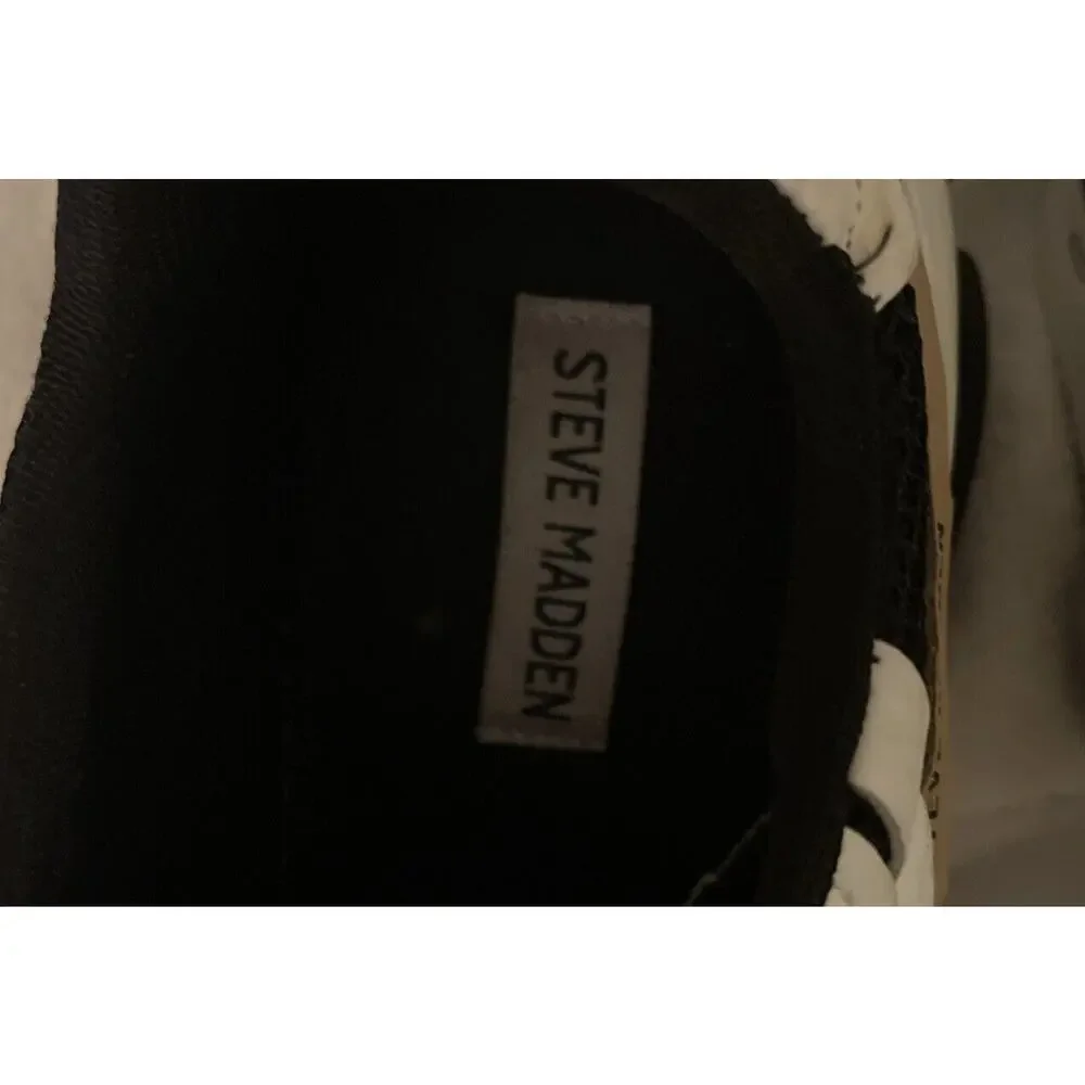 Steve Madden Possession Black white Tan women's Fashion sneaker Shoes Size 7.5M